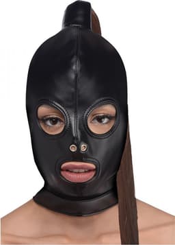 Bondage Hoofd Masker Met Paardenstaart — thumbnail 2