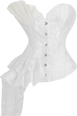 Dames Corset Top – Strapless Bustier met Sweetheart Halslijn, Jacquard, Veterdetail, Taille Cincher en Gothic Lingerie - Wit - Maat L — thumbnail 1