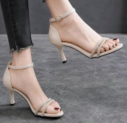 Sandalen Met Hoge Naaldhak Van 7 Cm Voor Dames - Elegante Strass Enkelbandjes - Chique Effect En Stabiel Comfort Voor Avondfeest — thumbnail 4