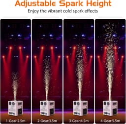 Pyrotechnische machines, 4 witte DMX Cold Spark-machines met weerstandsverwarming voor feesten, Kerstmis, DJ, bruiloften, sportevenementen — thumbnail 3