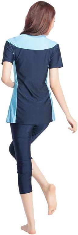 Vrouwen korte mouw bescheiden zwemkleding beachwear bescheidenheid burkini surfen pak islamitische zwemkleding — thumbnail 3