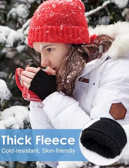 Handschoenen voor heren en dames, gebreide vingerhandschoenen zonder vingertoppen, zachte fleece handschoenen zonder vingers voor typen, fietsen, rijden, kamperen, hardlopen — thumbnail 2