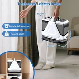 Draagbare Tapijtreiniger - Wit - 550 W - 1.9L Schoonwatertank - Voor Tapijt En Bekleding — thumbnail 4