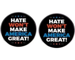 2 stuks haat zal Amerika geen geweldige reversspeldje maken, tegen kritiek pin, metalen legering badge, 3 cm (1,2"), metaal, geen edelsteen, 3cm(1.2"), Metaal, Geen edelsteen