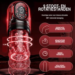 LoveVlijt - Krachtige 4-in-1 Masturbator - Zuigen, Stoten, Roteren en Vibreren - Automatische Masturbator met App - Sex Toys voor Mannen - Blowjob Simulator - Kunstvagina - Pocket Pussy - voor Handsfree Orgasmes - Inclusief 2 Cockringen — thumbnail 3