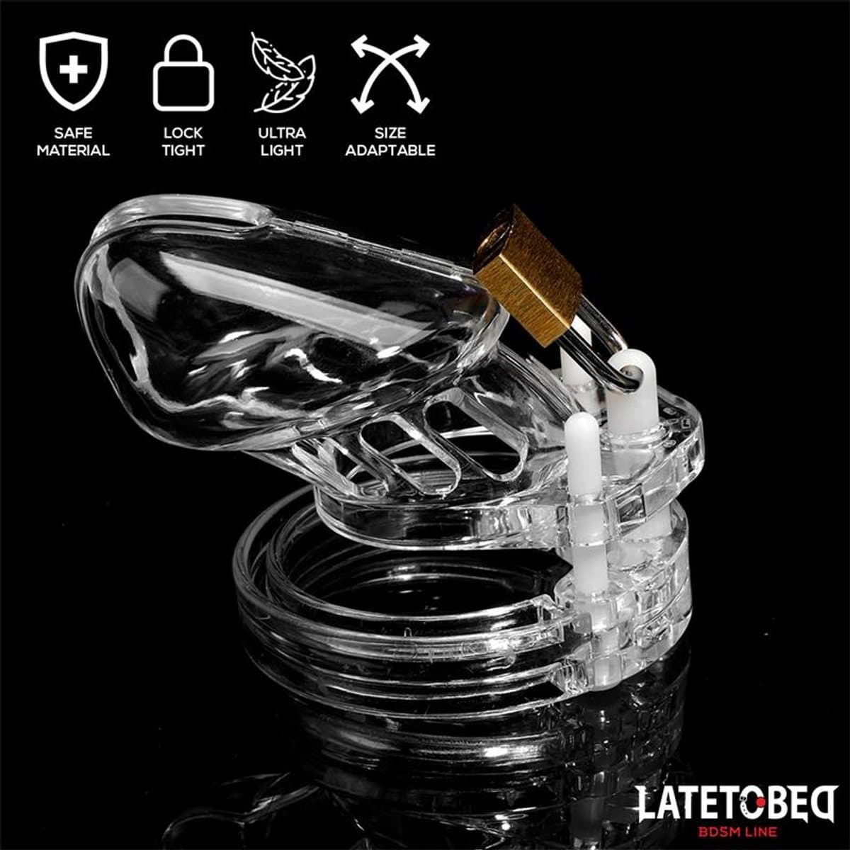 LATETOBED BDSM LINE Chastity Penis Cage Short Clear - Transparante Korte Peniskooi - Kuisheidskooi Kort — afbeelding 1