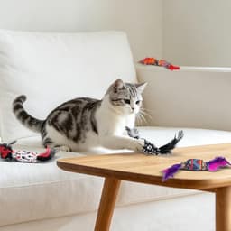 4 stuks speelgoed voor snoep, katten, interactief kattenspeelgoed met bellen en vouwpapier, kittenspeelgoed voor het verwijderen van saaie katten (4, rood, zwart, wit, paars) — thumbnail 5