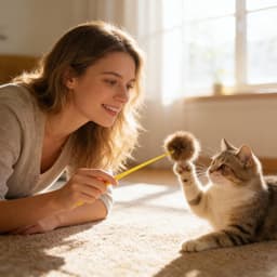 8 stuks plumeau voor katten, realistisch, konijnenbont in de vorm van een sferische band, speelgoed met konijnenhaar, educatief toverstaf voor katten, voor interactieve jachtspellen, 35 cm lang — thumbnail 4