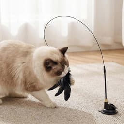 2 sets kattenspeelgoed van veren met zuignappen, plus 4 reservekoppen, vishengel voor kittens, binnenspeelgoed voor katten, interactief speelgoed voor katten (2) — thumbnail 2