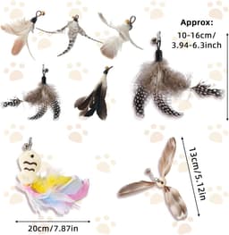 Speeltjes Veren met Belletjes, Interactieve Veren Navulling voor Kattenhengel en Speelstokjes, Vervangende Accessoires voor Kittens en Katten — thumbnail 4