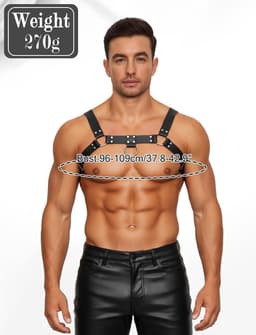 AIEOE Men's Leather Harness Adjustable Body Chain Chest Harness Fetish Sexy Underwear Clubwear Party Outfit Cosplay - ShopVlot — thumbnail 3