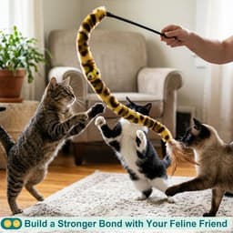 Kattenverenspeelgoed, kattenteaser toverstaf en regenboogstaf, interactief kattenspeelgoed voor binnenkatten en volwassen kittens, 6 stuks (geel) — thumbnail 5
