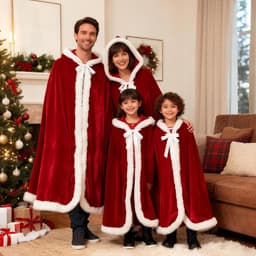 Christmas Cape with Hood, Red Velvet Santa Cape, Winter Cape, Warm with Hood, Red Cape with Hood, Cosplay Costume - ShopVlot — thumbnail 3