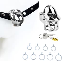 Cage voor mannen met 9 ringen en 2 sleutels, ademend, met riem — thumbnail 1