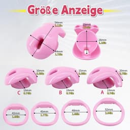 Penisklem met 4 ringen en riem, 3D-geprint, 2 sleutelsets — thumbnail 5