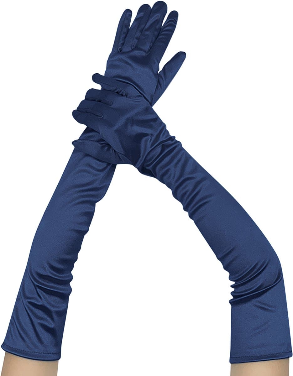 Lange dames handschoenen - extra lange satijnen stretch satijnen handschoenen - vintage feest dameshandschoenen - bruidshandschoenen - geschikt voor bruiden bruiloft opera theekransje — afbeelding 1