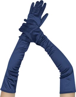 Lange dames handschoenen - extra lange satijnen stretch satijnen handschoenen - vintage feest dameshandschoenen - bruidshandschoenen - geschikt voor bruiden bruiloft opera theekransje — thumbnail 1