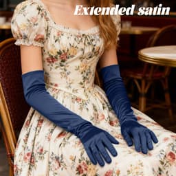 Lange dames handschoenen - extra lange satijnen stretch satijnen handschoenen - vintage feest dameshandschoenen - bruidshandschoenen - geschikt voor bruiden bruiloft opera theekransje — thumbnail 2