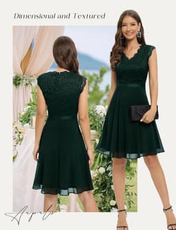 Dames Avondjurk Lang Chiffon Kant Vrouwtelijke Bruiloftsgalajurk Elegant Licht Getailleerde Pasvorm Korte Mouwen Galafeest Gala — thumbnail 2
