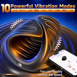 Daity Masturbator Mannen Vibrator – APP Gestuurde Penistrainer – Eikel Stimulator – Vibrerende Stroker – Oplaadbaar Seksspeeltje voor Mannen - Zwart — thumbnail 2