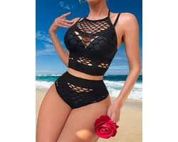 Oneay Sexy Lingerie Set voor Vrouwen - Open Kruis Bodystocking - Slank Design Erotisch Setje - One Size - Zwart