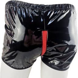 BamBella ® - Boxer short Maat L/XL Datex Zwart (Latex en stof SM kleding BDSM met rits erotische heren kleding ondergoed lingerie onderbroek zwart — thumbnail 4