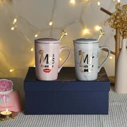 Romantisch Huwelijkscadeau voor Koppels - 2 Stuks Keramische Geschenkmokken 400ml — thumbnail 3