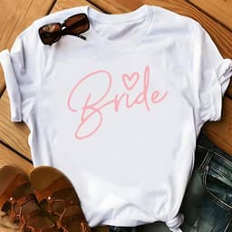 T-shirt JGA Vrouwen met Accessoires - Wit en Roze - Bride to Be Set met Armband, Bril en Tattoo-sticker voor Vrijgezellenfeest — thumbnail 4
