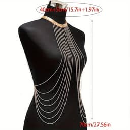 Erotische Bodychain met Luxe Giftbag – Sexy Halsketting – Goud – Erotisch Lichaamssierraad – Lingerie Accessoire – Lingerie, Festival & Clubwear – Body Harnas – One Size – Premium Kwaliteit | Dare to Undress — thumbnail 2