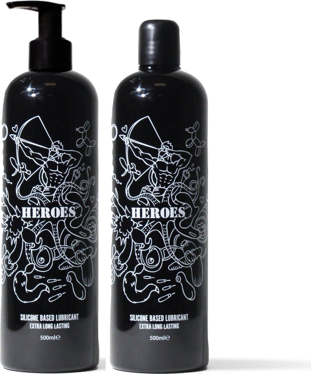 HEROES Siliconen Glijmiddel inclusief DOSEERPOMP - 2 x 500ml | NIEUW! — afbeelding 1