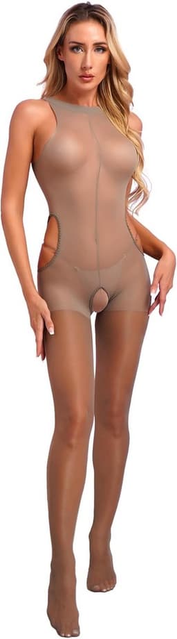 Doorzichtige naadloze bodysuit voor dames zonder mouwen, sport en clubwear — thumbnail 5
