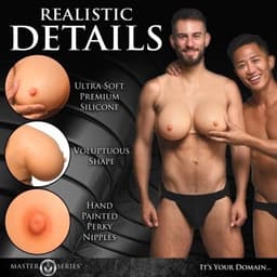 Master Series Perky Pair G-Cup siliconen borstprothesen voor mannen en koppels. Stevige tepels, goed ondersteunde crop top, hooggesloten model. Realistische look en feel, premium siliconen. — thumbnail 5