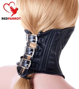 BDSM Nek harnas - Choker - Masker - Long neck - Verstelbar - Leder — thumbnail 2