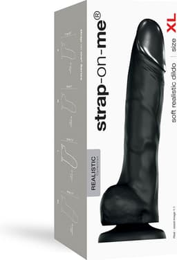 Strap-On-Me - Soft Realistic - Dildo Met Zuignap - Zwart - Maat XL — thumbnail 3
