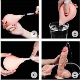 Spuitende Realistische Dildo met Knijpbal - 25.4 cm - Squirting Dildo - Met zuignap - Met balzak - Sex Toys — thumbnail 15