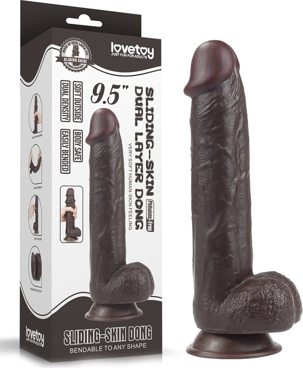 Lovetoy - Dildo Met Sliding Skin Technologie - 24 x 4.5 cm - Bruin — afbeelding 1