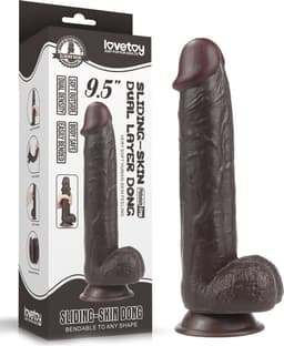 Lovetoy - Dildo Met Sliding Skin Technologie - 24 x 4.5 cm - Bruin — thumbnail 1