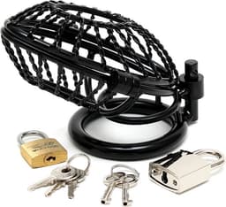 Bondage Play - Chasity Cage - Peniskooi - Cock - Kuisheidskooi voor Mannen - Metaal Met Slot — thumbnail 5