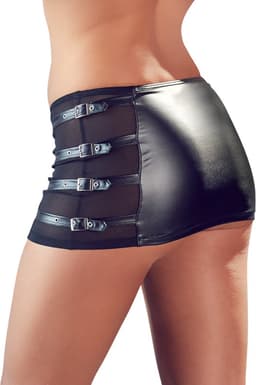 Cottelli Collection – Mini Rok met Transparante Mesh Inzetstukken  – Maat M – Zwart — thumbnail 4