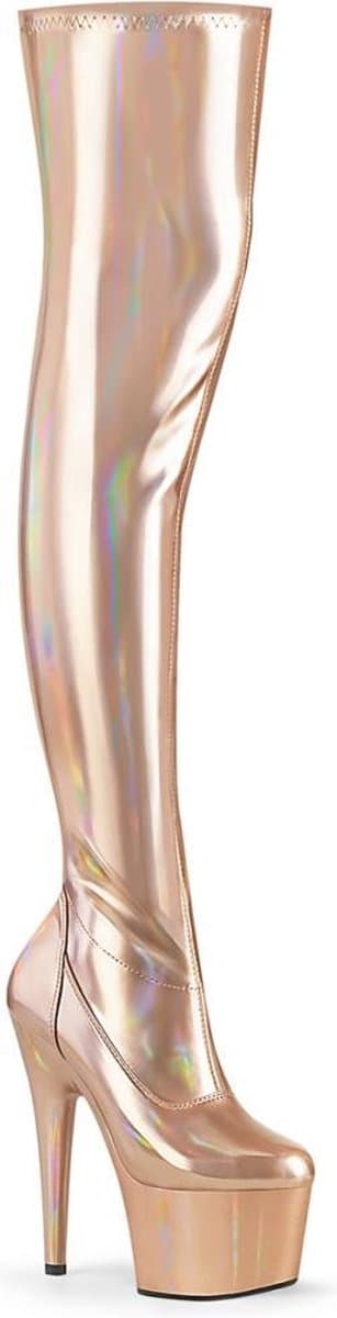 Pleaser - ADORE-3000HWR Plateau Overknee Laarzen - Paaldans schoenen - 35 Shoes - Champagne — afbeelding 1