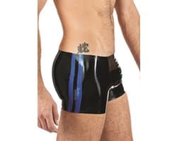 Mister B Rubber Trunks zwart met blauwe bies XS