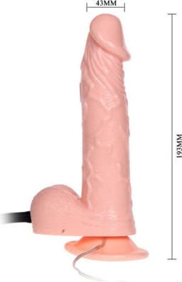 Baile BW-008067AQ - Opblaasbare Dildo - Vibrerend - 19.3 x 4.3cm - Flesh — thumbnail 3