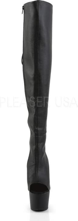 Adore-3019 plateau peeptoe overknee laars met open hiel en stiletto hak mat zwart - (EU 38 = US 8) - Pleaser — thumbnail 3
