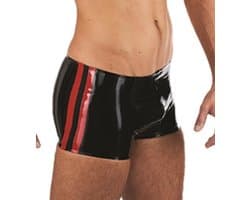 Mister B Rubber Trunks zwart met rode bies large