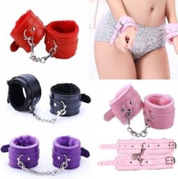 PU Leren Handboeien I Sm Pluche Handboeien I BDSM I Bondage I Met Ketting I Roze — thumbnail 2