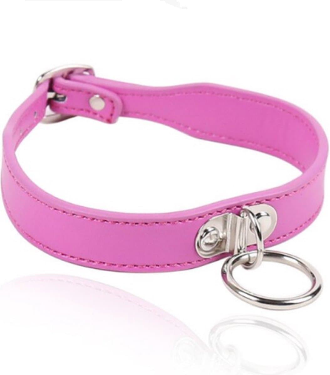 BDSM collar 43 x 2,3 cm - roze — afbeelding 1