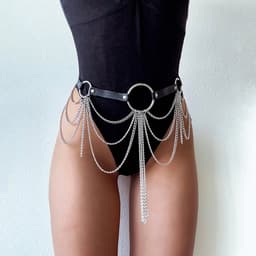 Full Body Harness Leather Belt With Chains | Verstelbaar Harnas met ketting | Sexy Waist Goth Accessories — thumbnail 8