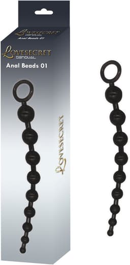 Lovesecret Sensual LS24 Anal Beads Zwart – 30 cm – Flexibele Silicone Anaalketting – Max Ø 3,5 cm – Voor Beginners & Gevorderden — thumbnail 1