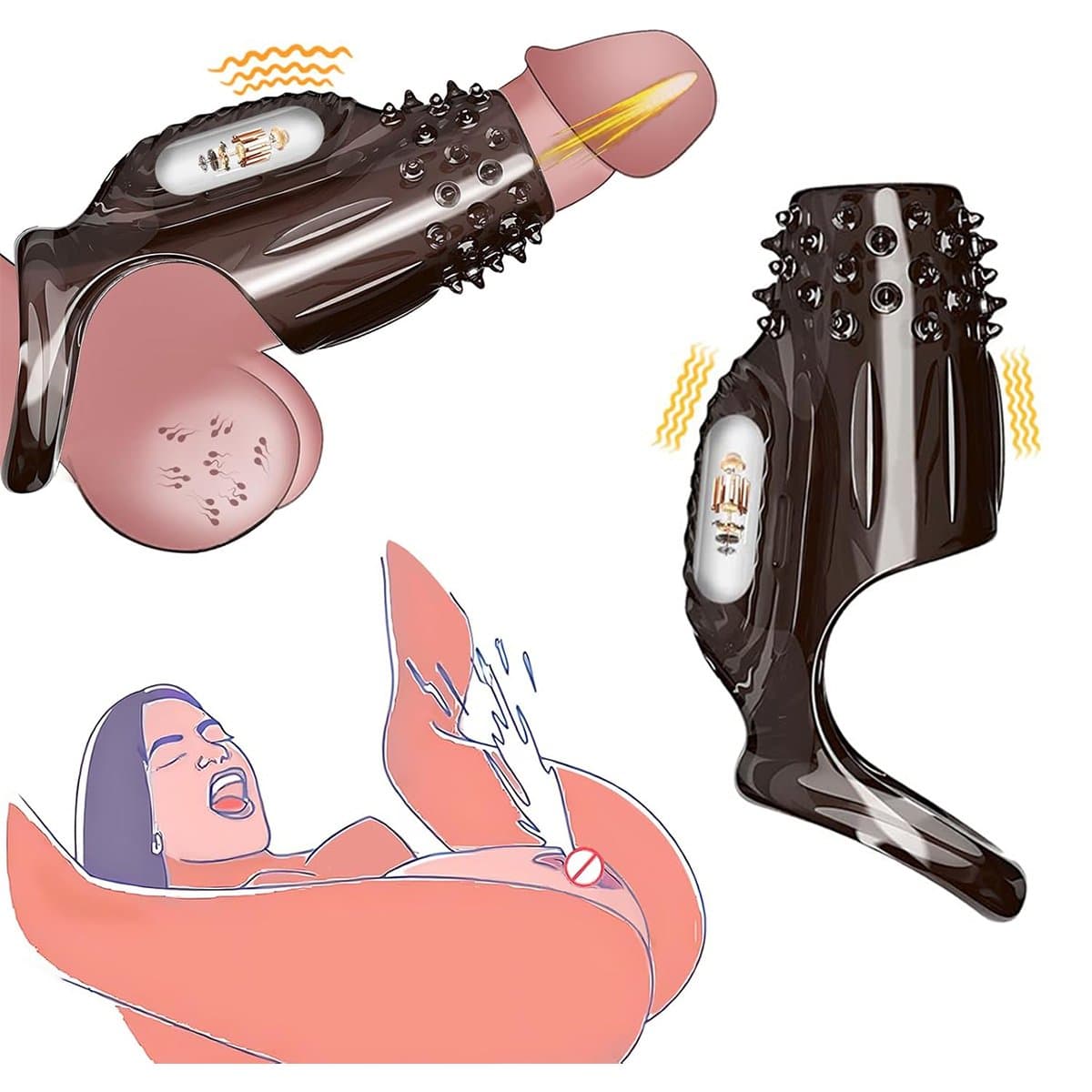 Vitdipy - Cockring - Vibrerend - G-Spot - Penis Sleeve - Waterdicht - Sex Toys voor Koppels - Perineum Stimulatie - Zwart — afbeelding 1