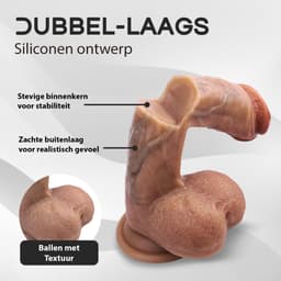 Aii 3D Realistische Dildo met Zuignap + Opbergtas - 21,5 cm - Dildo's - Sex Toys voor Vrouwen en Mannen - Dildo Mannen Anaal - Beige — thumbnail 5